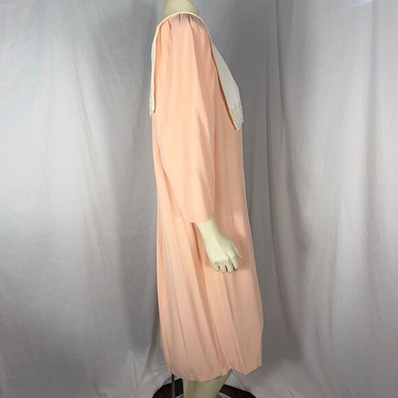Vintage S.L. Fashions Peach Maxi Dress Size 20 – Statement Collar Lace Trim Full - Picture 7 of 16
